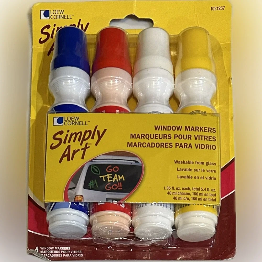 LOEW CORNELL SIMPLY ART WINDOW GLASS MARKERS PAINT RED BLUE YELLOW WHITE WEDDING